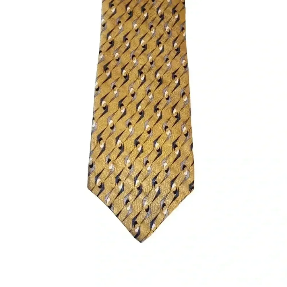 Palatina Luxury Neck Tie 100% Imported Silk Made In USA Gold Pattern Church Work